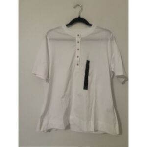 Banana Republic Organic Cotton White Henley Short Sleeve Shirt XL NEW NWT